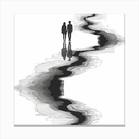 Couple Walking Down A River - Minimal Line art, reflection art, city wall art, colorful wall art, home decor, minimal art, modern wall art, wall art, wall decoration, wall print colourful wall art, decor wall art, digital art, digital art download, interior wall art, downloadable art, eclectic wall, fantasy wall art, home decoration, home decor wall, printable art, printable wall art, wall art prints, artistic expression, contemporary, modern art print Canvas Print