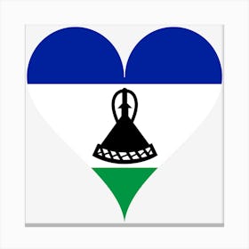 Lesotho Heart Love Flag Heart Shaped Canvas Print