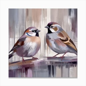 Firefly A Modern Illustration Of 2 Beautiful Sparrows Together In Neutral Colors Of Taupe, Gray, Tan (46) Canvas Print