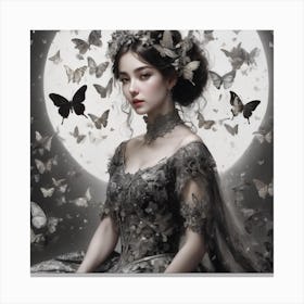 Girl With Butterflies Canvas Print