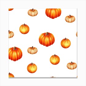 Pumpkins On A White Background Canvas Print