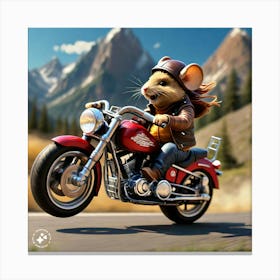 Mouse On A Motorcycle Canvas Print