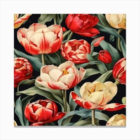 Tulips Seamless Pattern Canvas Print