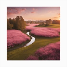 Pink Fields At Sunset Canvas Print