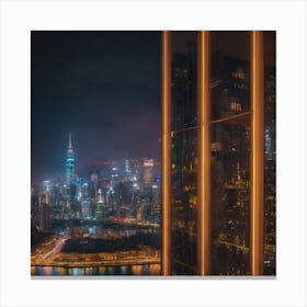 Hong Kong City At Night Canvas Print