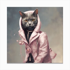 Fashion Cat Art Print 10 Canvas Print
