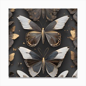 Butterflies On A Black Background Canvas Print