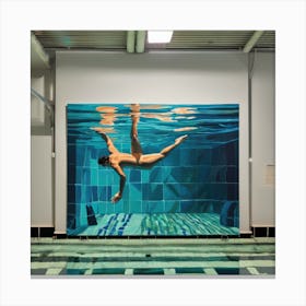 In Style of David Hockney. Swimming Pool at Night Series 1 Canvas Print