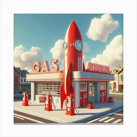 Red Rocket Gas Station 5 Canvas Print