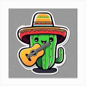Cactus With Guitar 7 Canvas Print