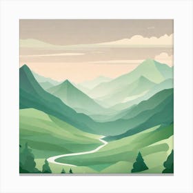 Misty mountains background in green tone 128 Canvas Print