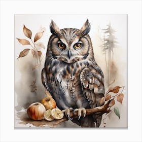 Owl Watercolor Painting Canvas Print