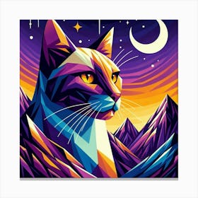 Shadow Low Poly Cat Canvas Print