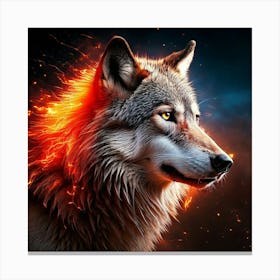 Firefly Majestic Wolf Surrounded By Fiery And Electric Sparks 72929 Canvas Print