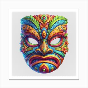 Watercolor Festival Tiki Mask 16 Canvas Print