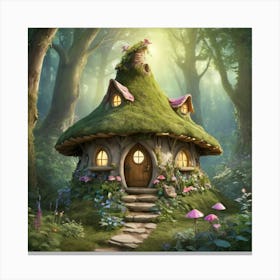 Fairy House In The Forest Art Print 3 Canvas Print