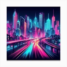 Neon Cityscape 3 Canvas Print