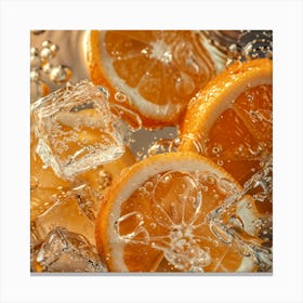 Orange Slices With Ice Cubes Canvas Print