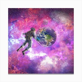 Astronaut Earth Space Planet Universe Fantasy Astronomy Globe Nasa Moon Astronautics Canvas Print