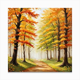 Forest In Autumn In Minimalist Style Square Composition 87 Canvas Print