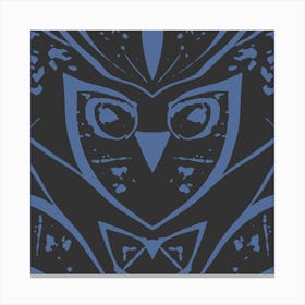 Abstract Owl Black And Blue Canvas Print