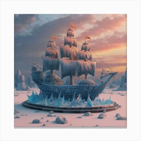 Beautiful ice sculpture in the shape of a sailing ship 32 Canvas Print