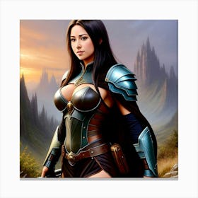 Warrior Woman In Armor Canvas Print