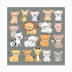 Kawaii Animals Canvas Print