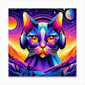 Blip Low Poly Cat Canvas Print