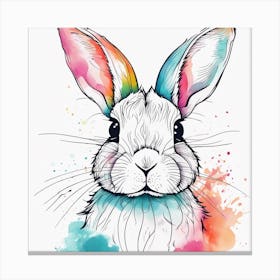 An Abstract Watercolour Painting Of A Cute Bunny, Colourful, Whole Image, No Background, 8k, Paint D Canvas Print