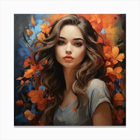 Girl With Flowers 1 Canvas Print