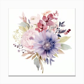 Watercolor Flowers Bouquet Canvas Print