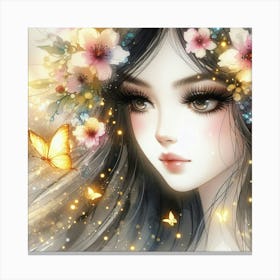 Beautiful Girl With Flowers 5 Canvas Print