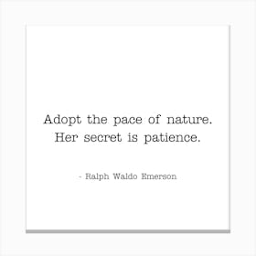 Adopt The Pace Of Nature Ralph Waldo Emerson quote Canvas Print