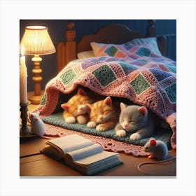 Kittens In Bed Canvas Print