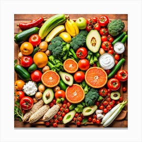 Variety Of Fruits And Vegetables Canvas Print