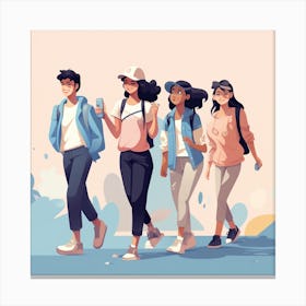 Group Of Friends Walking Canvas Print