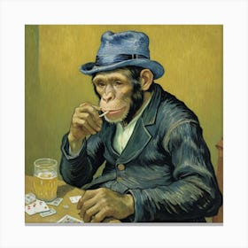 Whiskers & Whiskey: A Night to Forget Monkey At The Poker Table Canvas Print