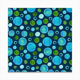 Circles Large Small 2 Blue Green On Blue Canvas Print