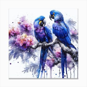 A Pair Of Hyacinth Macaw Parrots Canvas Print