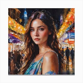 Bold women amidst lights. Canvas Print