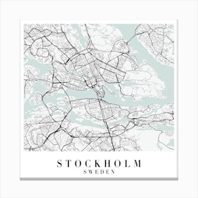 Stockholm Sweden Street Map Minimal Color Square Canvas Print