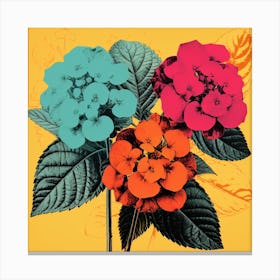 Andy Warhol Style Pop Art Flowers Lantana 3 Square Canvas Print