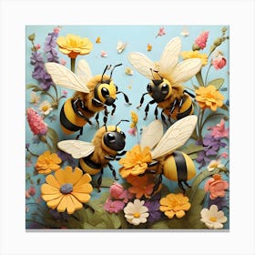 Bees on a Whimsical Quest Canvas Print