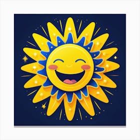 Lovely smiling sun on a blue gradient background 141 Canvas Print