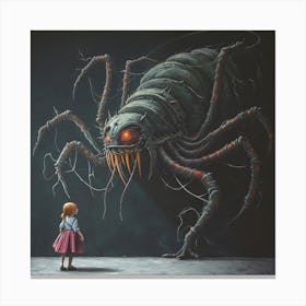 Spider And The Little Girl Canvas Print