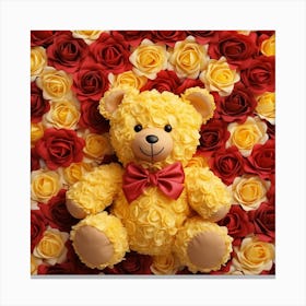 Teddy Bear With Roses 6 Canvas Print