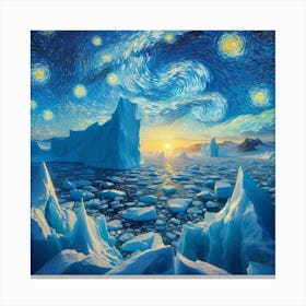 Van Gogh Painted A Starry Night Over An Arctic Iceberg 2 Canvas Print