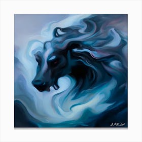 A Demon Dragon Shape In Captivating Blue Tone Acrylic Paint Art Canvas Print