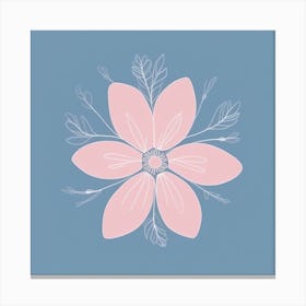 A White And Pink Flower In Minimalist Style Square Composition 276 Canvas Print